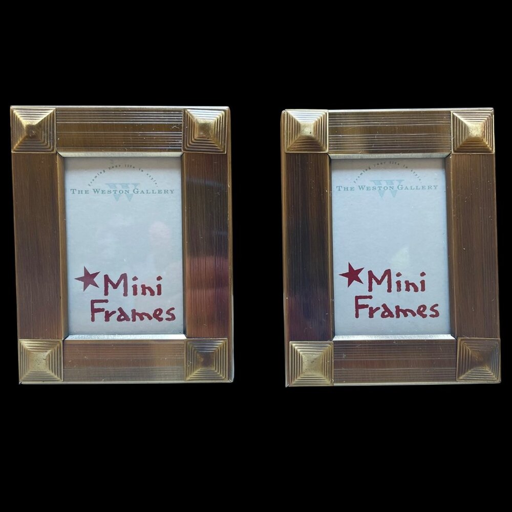Set Of 2 Weston Gallery Mini Photo Frames Gold-Tone Brushed Finish